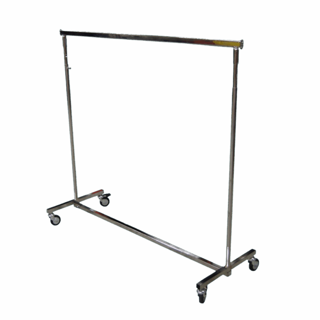 Kleiderständer Chrom fahrbar/ausziehbar von 150-220 cm, ohne Bügel, zugeklappt